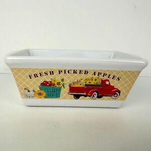 Royal Norfolk Fall Harvest "Fresh Picked Apples" Ceramic Mini Loaf Pan